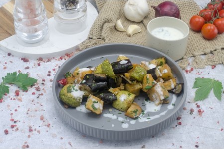 legume prajite cu sos de iaurt si usturoi