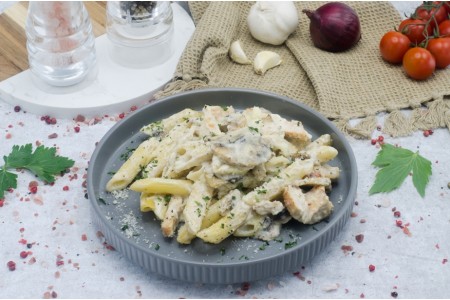 penne cu ciuperci si pui