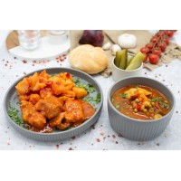 meniu/c.legume/friptura porc/c.taranesti/s.castraveti/chifla