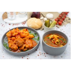 meniu/c.legume/friptura porc/c.taranesti/s.castraveti/chifla