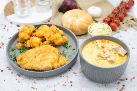 meniu/c.ardeleneasca/snitel pui/c.taranesti/s.varza/chifla