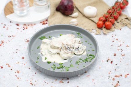 cotlet de porc sous vide cu sos de ciuperci